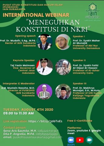 PUSKOHIS IAIN Surakarta Hadirkan 3 Ulama Dunia dalam Seminar Internasional