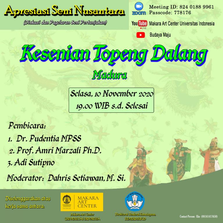MAC UI dan Ditjen Kebudayaan Gelar Pertunjukan Seni Topeng Dalang Madura