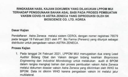 Masukan LP-POM MUI: Soal Tripsin Babi pada Vaksin
