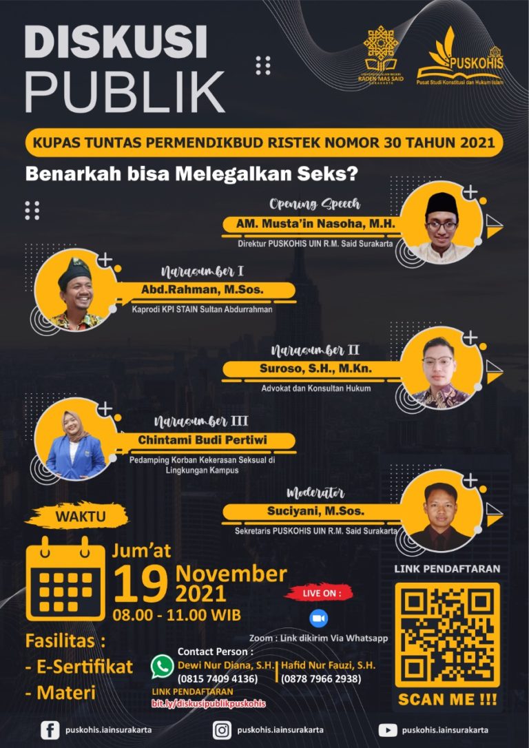 Puskohis Adakan Diskusi Publik: Kupas Tuntas Permendikbud Ristek Nomor 30 Tahun 2021