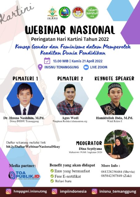 Peringati Hari Kartini: HMPS PGMI INISNU Temanggung Adakan Webinar Nasional