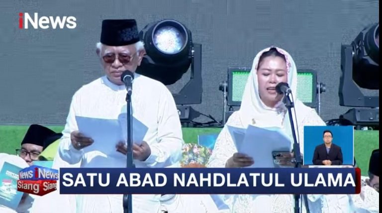 Begini Naskah Arab Tekad Satu Abad NU yang Dibacakan Gus Mus dan Mbak Yenny Wahid